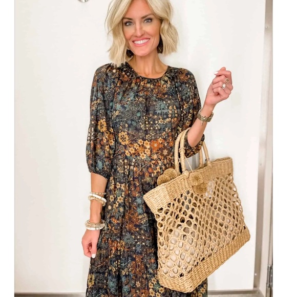 Treasure & Bond Dresses & Skirts - Treasure & Bond Floral Tiered Cotton Gauze Midi Dress Boho Romantic Cottagecore